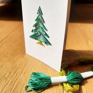 Atelier enfant carte de noel à broder